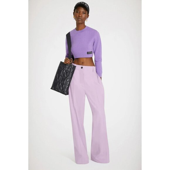 Patou Iconic Trousers Light Purple High Rise Wide Leg Pants Dopamine Dressing